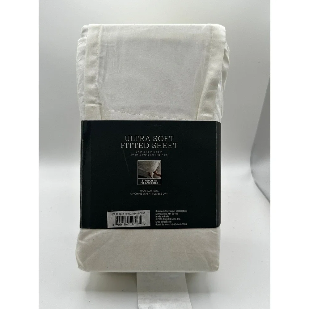 Target Ultra Soft Fitted Sheet Twin White 100% Cotton 18in Deep Pocket 2012